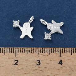 925 Sterling Silver Pave Clear Cubic Zirconia Christmas Gingerbread Man Charms&nbsp;STER-Z104-01S