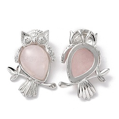 Natural Rose Quartz Teardrop Pendant Rhinestone Settings&nbsp;G-K339-02P-04