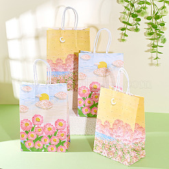 10Pcs 2 Colors Paper Flower Pattern Printed Carry Storage Tote Bags&nbsp;ABAG-TA0001-49A