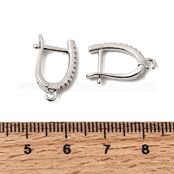 Brass Micro Pave Clear Cubic Zirconia Hoop Earring Finding&nbsp;KK-Z154-08P