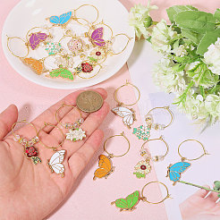20Pcs Butterfly & Flower Alloy Enamel Wine Glass Charms&nbsp;AJEW-CA00003