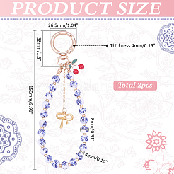 2Pcs Zinc Alloy Ceramic Beads Mobile Straps&nbsp;AJEW-ME0002-83B