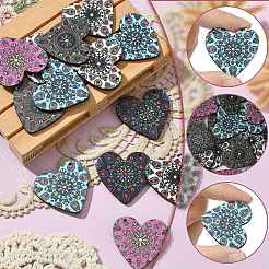 30Pcs 5 Colors Printed Natural Basswood Pendants&nbsp;WOOD-CJ0001-85