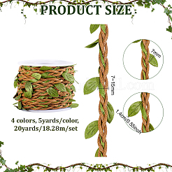 20 Yards 4 Colors Wax Cotton Knitted Cord with Leaf Trimming&nbsp;OCOR-PH0036-42