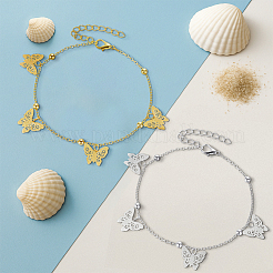 4Pcs 2 Colors Iron Hollow Butterfly Charm Anklets for Women&nbsp;AJEW-HY0002-59
