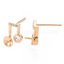 Brass Micro Pave Clear Cubic Zirconia Earring Findings&nbsp;KK-T062-229G-NF