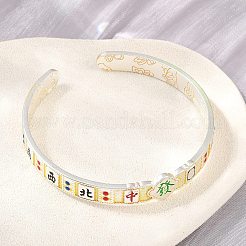 Brass Enamel 13 Orphans Mahjong Fortune Open Cuff Bangles&nbsp;KK-CBA06FA-02S