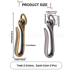 4Pcs 2 Colors Tibetan Style Alloy Hook Clasps&nbsp;FIND-CP0001-70