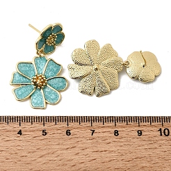 Flower Brass Dangle Stud Earrings&nbsp;EJEW-D352-05G