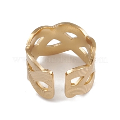 Ion Plating(IP) 304 Stainless Steel Hollow Out Wave Open Cuff Rings for Women&nbsp;RJEW-G285-29G