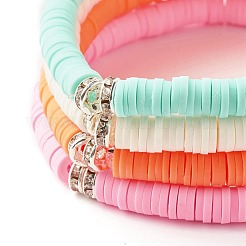4Pcs 4 Colors Hanamade Polymer Clay Heishi Surfer Stretch Bracelets Set&nbsp;BJEW-JB07716