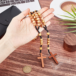 Wood Cross Hanging Pendant Decorations&nbsp;HJEW-AR0001-12
