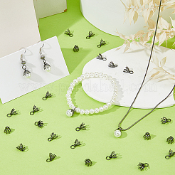 80Pcs Flower Rack Plating Brass Filigree Bead Cap Bails&nbsp;KK-FH0008-45B