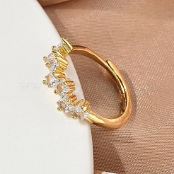Adjustable Brass Micro Pave Cubic Zirconia Finger Rings&nbsp;RJEW-C163-26B-G