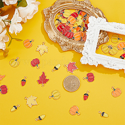 60Pcs 12 Styles Autumn Alloy Enamel Pendants&nbsp;ENAM-FH0001-85