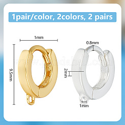 2 Pairs 2 Colors 925 Sterling Silver Hoop Earring Findings&nbsp;FIND-GO0001-69