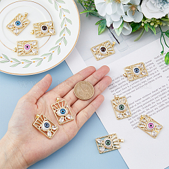 10Pcs 5 Colors Brass Micro Pave Clear Cubic Zirconia Pendants&nbsp;ZIRC-DC0001-19