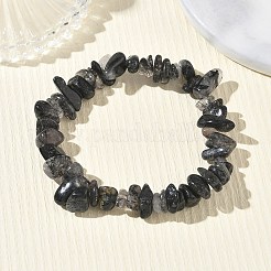 Natural Tourmalinated Quartz Chip Beaded Stretch Bracelets for Women&nbsp;BJEW-D467-01A