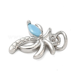 Brass Pave Light Blue Cubic Zirconia Coconut Tree Charms&nbsp;KK-A273-32P