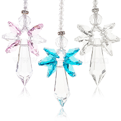 3Pcs 3 Colors Glass Angel Hanging Suncatchers&nbsp;HJEW-BBC0001-18
