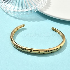 304 Stainless Steel Rhinestone Cuff Bangles for Women&nbsp;BJEW-D456-03G-01