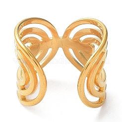 Ion Plating(IP) 304 Stainless Steel Hollow Open Cuff Rings&nbsp;RJEW-D006-04G