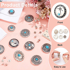 22Pcs 11 Styles Flat Round Alloy Enamel Coin Screwback Rivets&nbsp;FIND-NB0005-76