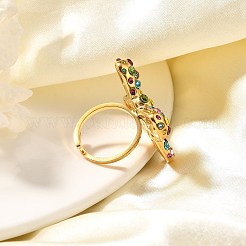 Bowknot 304 Stainless Steel Rhinestone Cuff Rings for Women&nbsp;RJEW-A058-01C-G