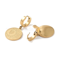 Flat Round with Human 304 Stainless Steel Dangle Earrings&nbsp;EJEW-L283-007G