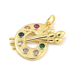 Rack Plating Brass Pave Colorful Cubic Zirconia Pendants&nbsp;KK-Z048-05G