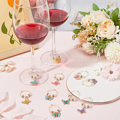 10Pcs 10 Styles Butterfly Alloy Enamel Charms Wine Glass Charms&nbsp;AJEW-SC00043