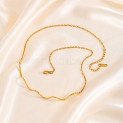 Stainless Steel Wavy Line Choker Necklaces&nbsp;PW-WG07BB7-01
