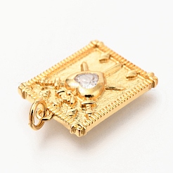 Brass Micro Pave Clear Cubic Zirconia Pendants&nbsp;ZIRC-O036-53G