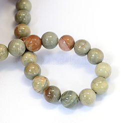 Natural Silver Leaf Jasper Round Bead Strands&nbsp;G-E334-8mm-04