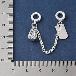 Brass Micro Pave Clear Cubic Zirconia Cable Chain European Beads&nbsp;KK-G531-07C-S
