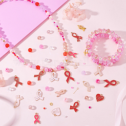 Breast Cancer Pink Awareness Themed DIY Beads & Pendants Jewelry Making Finding Kits&nbsp;DIY-PH0029-48A