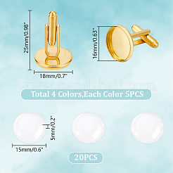 20Pcs 4 Colors Brass Cufflinks&nbsp;KK-HY0003-85