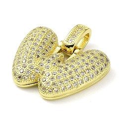 Brass Micro Pave Clear Cubic Zirconia Pendants&nbsp;KK-M279-01G-W