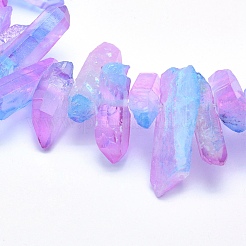 Electroplated Natural Quartz Crystal Beads Strands&nbsp;G-P368-06A