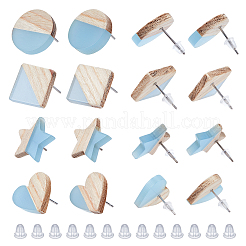 8 Pair 4 Style Resin & Wood Stud Earrings Set&nbsp;EJEW-OC0001-02B