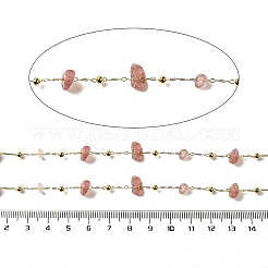 Handmade Natural Strawberry Quartze Chip Beaded Chains&nbsp;CHC-F020-09G-13