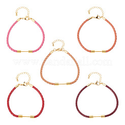 5Pcs 5 Colors 3MM Braided Round Imitation Leather Cord Bracelet Making&nbsp;MAK-TA0001-35A