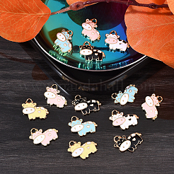50Pcs 5 Colors Alloy Enamel Pendants&nbsp;ENAM-CJ0001-69