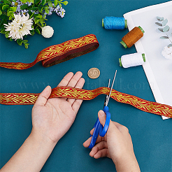 7M Ethnic Style Polyester Jacquard Leaf Ribbon&nbsp;OCOR-WH0085-59