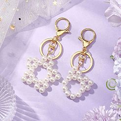 2Pcs Acrylic Imitation Pearl Star & Cat Head Pendant Keychain&nbsp;KEYC-JKC00993