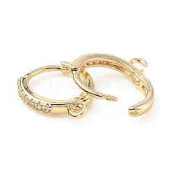 Brass with Rhinestone Hoop Earring Findings&nbsp;KK-C024-21B-KCG