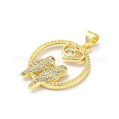 Brass Micro Pave Cubic Zirconia Pendants&nbsp;FIND-Z023-18G