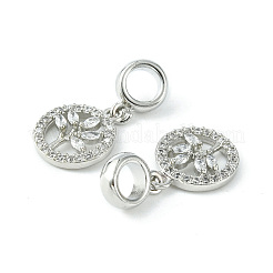 Rack Plating Brass Micro Pave Cubic Zirconia European Dangle Charms&nbsp;KK-K330-44P