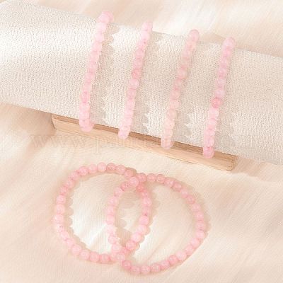 Natural Rose Quartz Bead Stretch Bracelets&nbsp;BJEW-K212-A-045-1