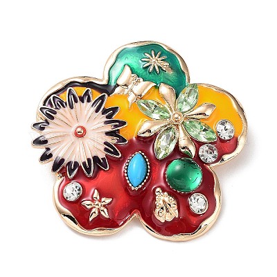 Alloy Pave Rhinestone Brooch&nbsp;JEWB-M035-03B-G-1